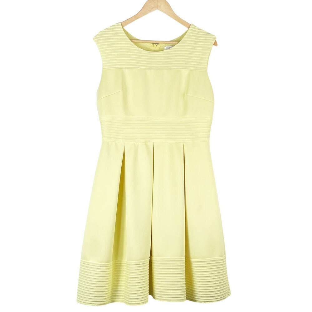 SD Collection Women's Banana Yellow Dress Fit & Flare Scuba Size 12 Knee Length